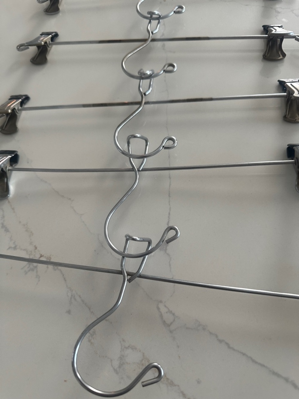 Set of 8 Metal Skirt/Pant Hangers with Clips - Silver - Picture 11 of 13